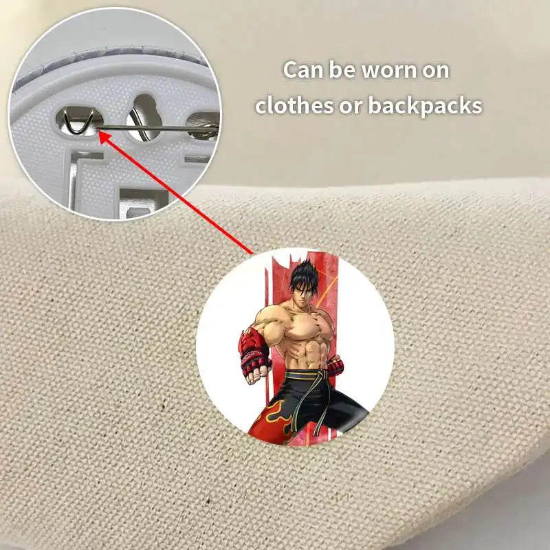 Kazama Jin Game Anime Character Soft Button Badge Brooch anchor Peripherals Pin Tinplate Trinket Accessories Customize Jewelry
