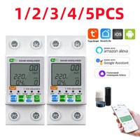 2P 63A TUYA APP WiFi Smart Circuit Earth Leakage Over Under Voltage Protector Relay Device Switch Breaker Energy Power KW