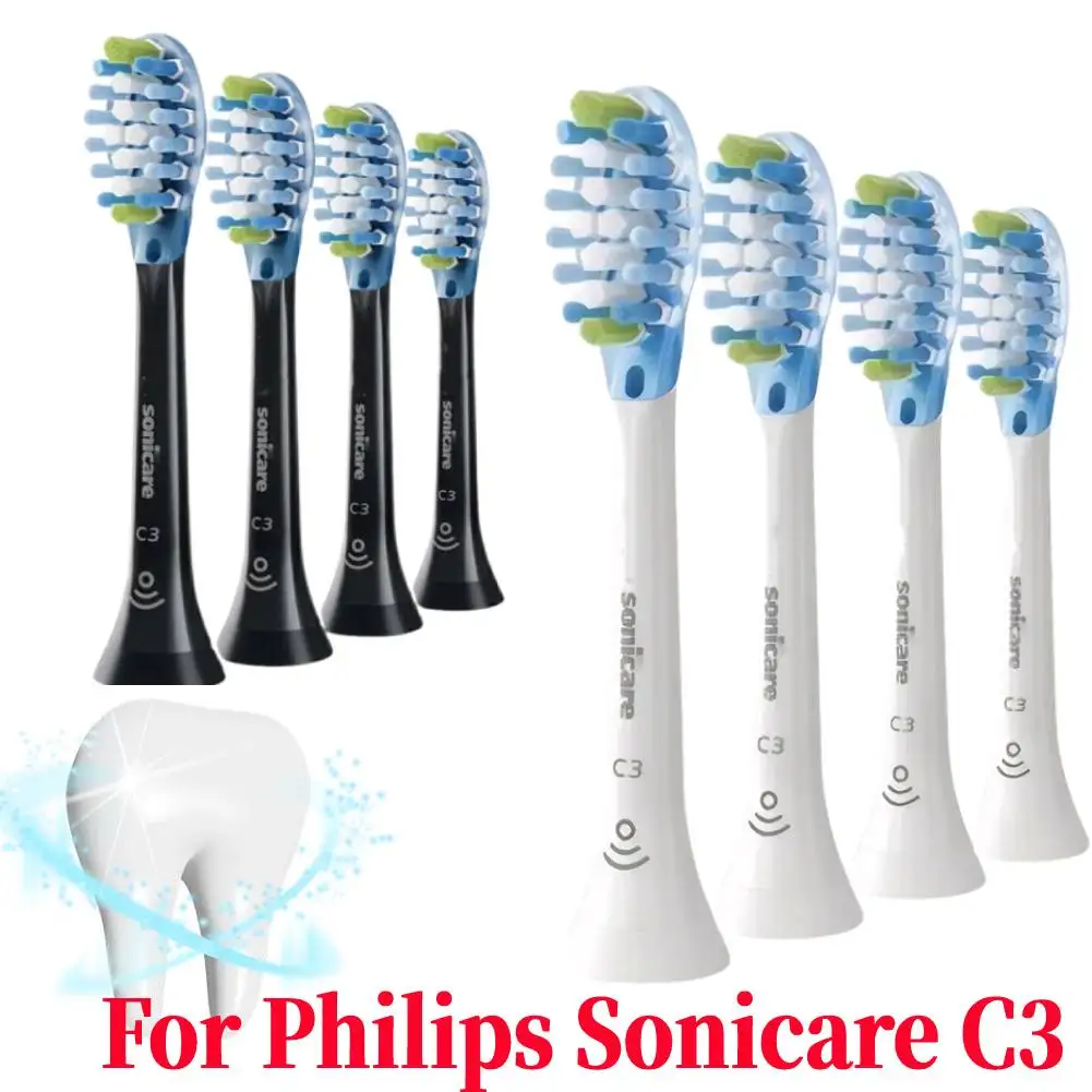 4pcs/pack Electric Toothbrush Head For Philips Sonicare C3 Toothbrush Brush Head Brush Heads White Or Black Plaque Defence