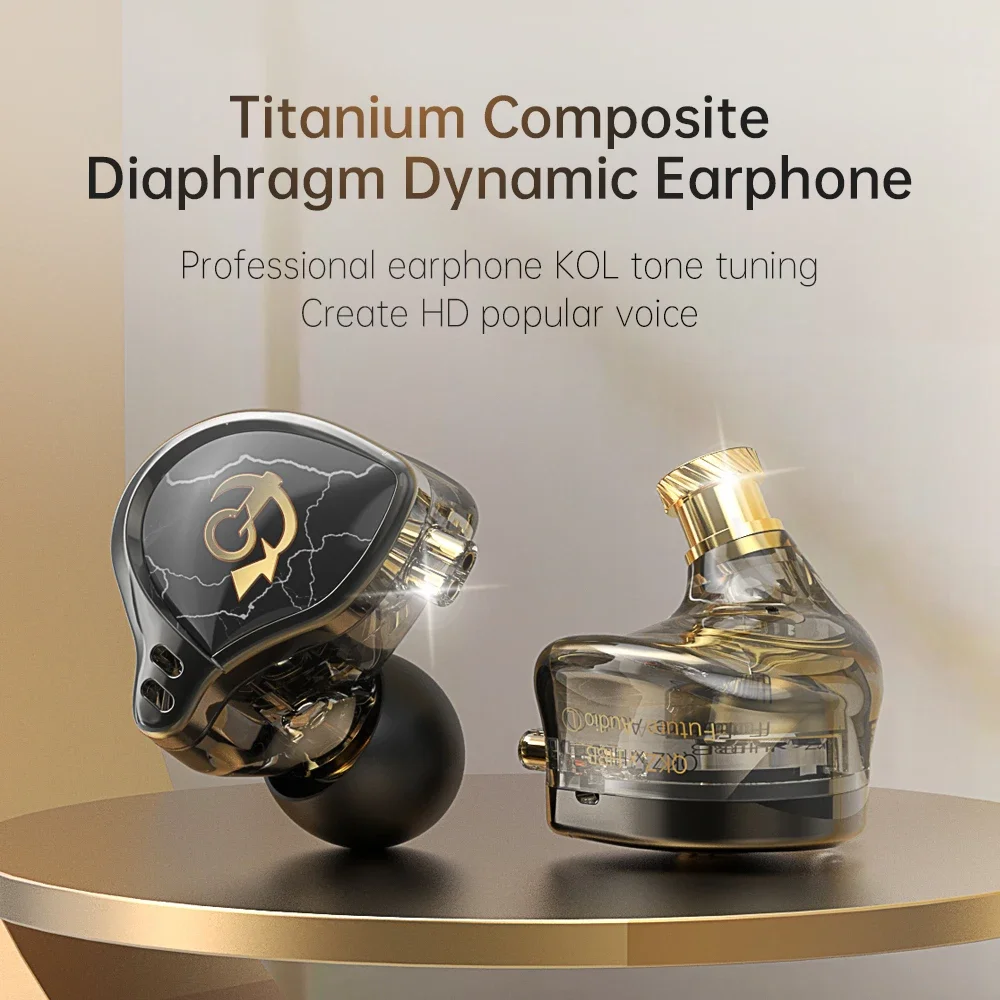 QKZ X HBB Wired In-Ear HIFI IEMs Earphones Monitors 10mm Titanium-Coated Diaphragm Dynamic Driver Bass Hi-Res Wired Headphones