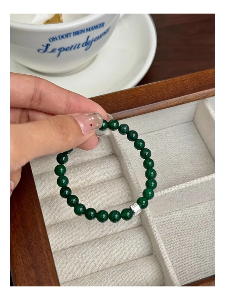 جديد الصينية تبييض مزاجه العقيق الأخضر الفضة الاسترليني سوار ضوء فاخر رائعة المتخصصة سوار على الطراز الوطني