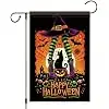 Halloween Witch Garden Flag 12x18 Inch Double Sided Black Cat Pumpkin Yard Flag, Green Striped Witch Legs Spooky Trick or Tr jjp