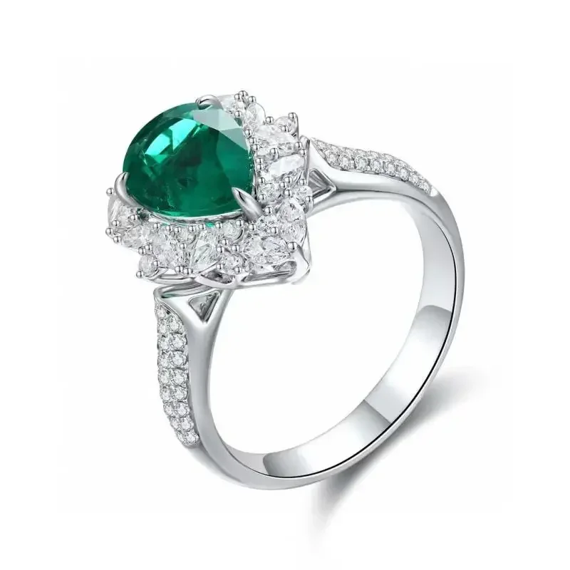 Pirmiana New 18k White Gold 1.475ct Lad Grown Emerald Dual-use Ring High Fine Jewelry for Women Party Gift