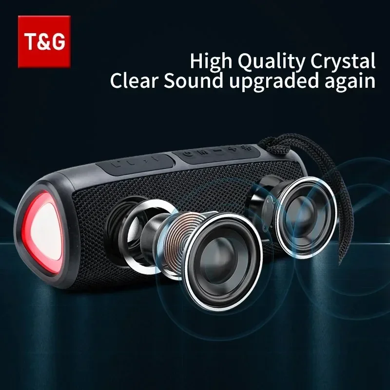 T&G TG344 Portable Wireless Bluetooth Speakers Triangle Adjustable LED Light Home Sound Box For TF Card USB Playback IF/Radio