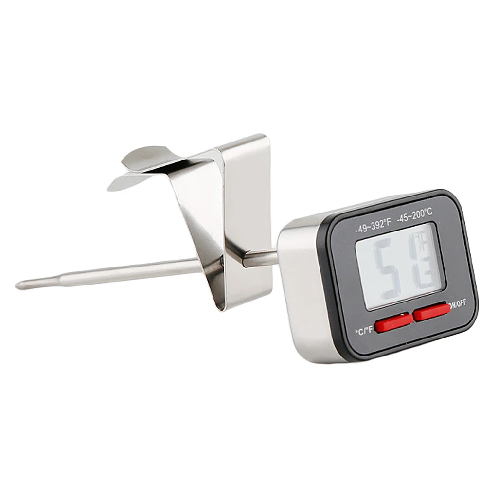 Instant Read Kitchen Thermometer Stainless Steel Digital Coffee Thermometer for Latte Art and Milk Steaming