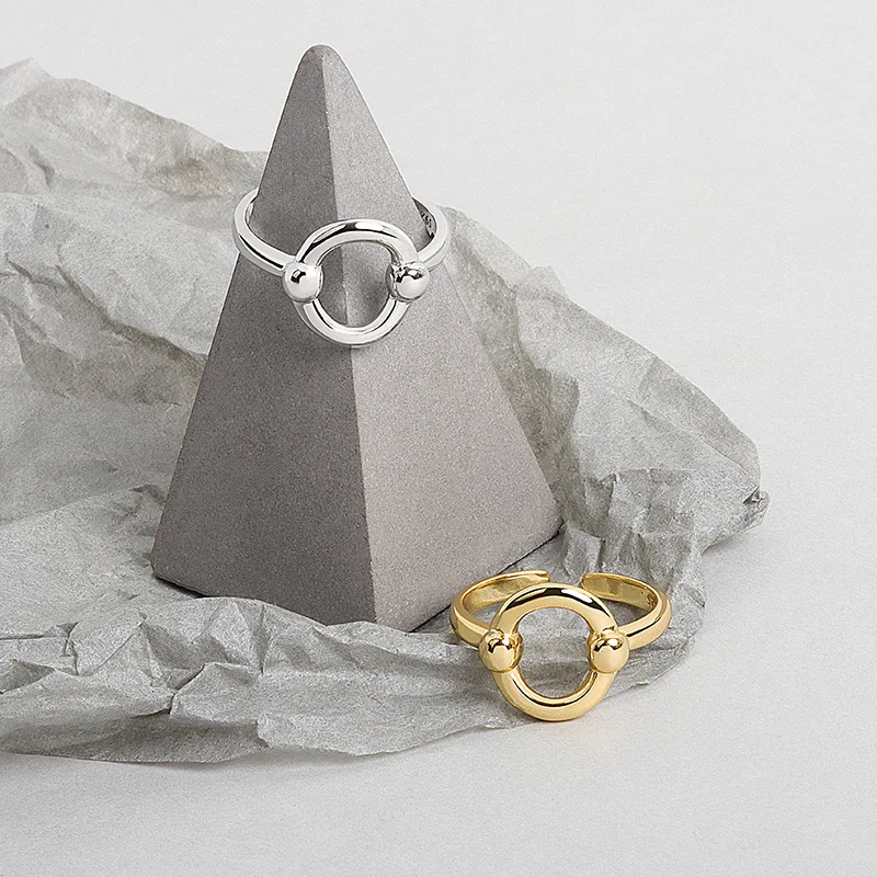 

LIVVY Silver Color INS Simple Hollow Out Geometric Rings Handmade Fashion For Woman Accessories Jewelry Gifts