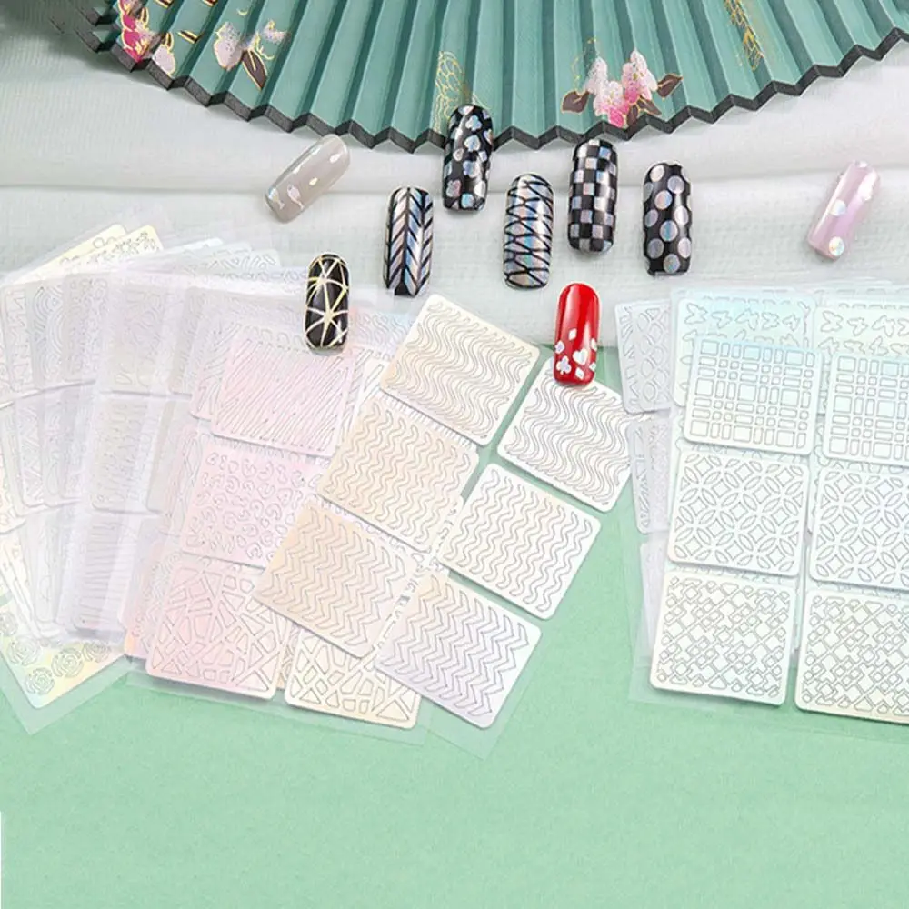 Tool Holographic Nail Template Mixed Nail Templates Nail Stamping Plates Nail Art Hollow Stickers Transfer Laser Stencil