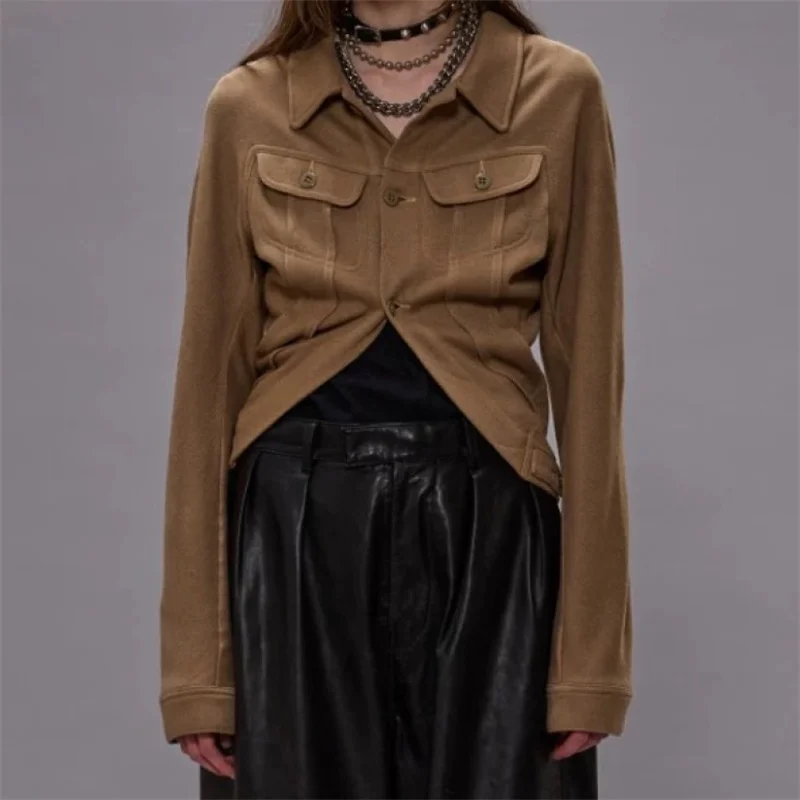 

Women's shirt New autumn 2025 single breasted slim fit lapel long sleeved top pure cotton Women's blouse Crop top y2k Women top