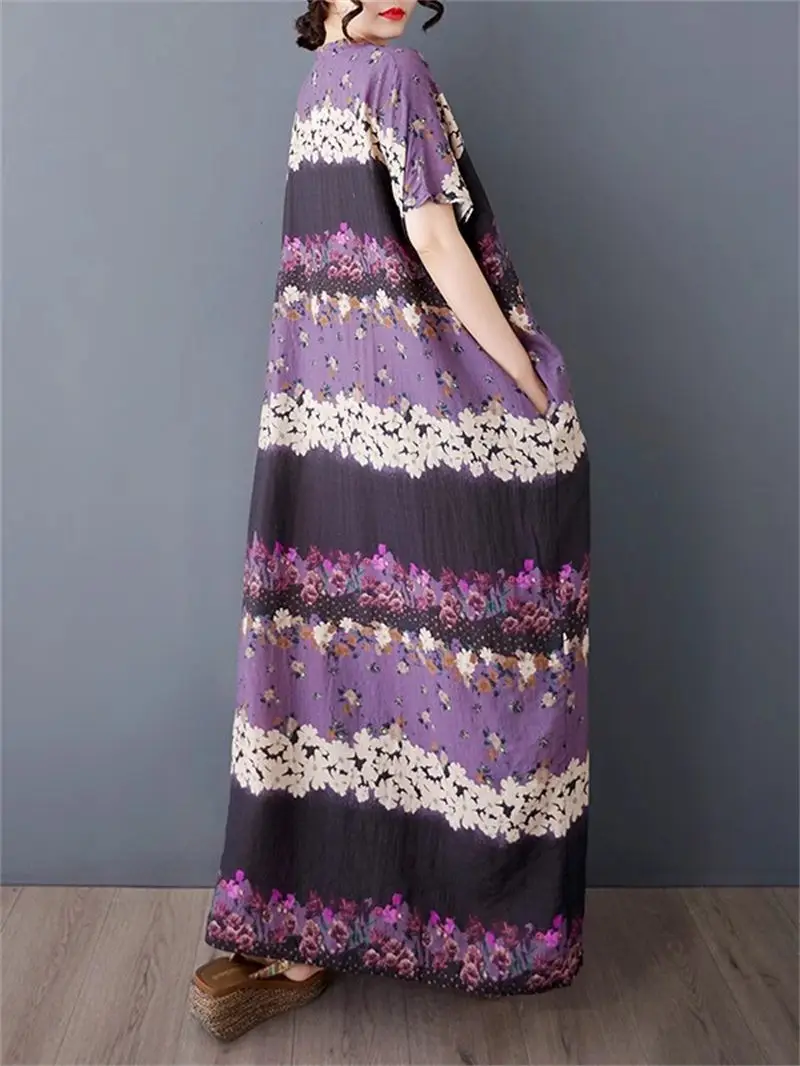 2025, künstlerisches Retro-Böhmisches langes Maxikleid im neuen Stil für Damen |   Sommerurlaub Farben Fließendes Strandkleid G233