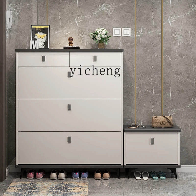 Ultra-thin Tipping Bucket Shoe Cabinet Outer Corridor Stool Entrance Cabinet Integrated Indoor Simple Shoe Rack