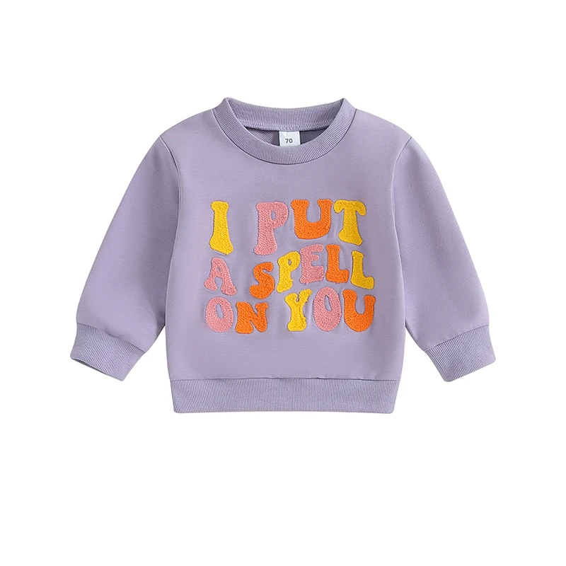 

Kids Sweatshirt Long Sleeve Crew Neck Letters Print Hoodie Pullover Halloween Clothes for Boys Girls