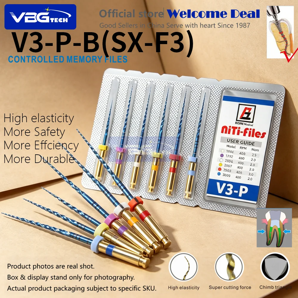 Dental Endodontic Rotary Files Heat-Activated Nickel-Titanium Engine Use Blue Files Dental Root Canal SX-F3 F4 F5 Materials Tool
