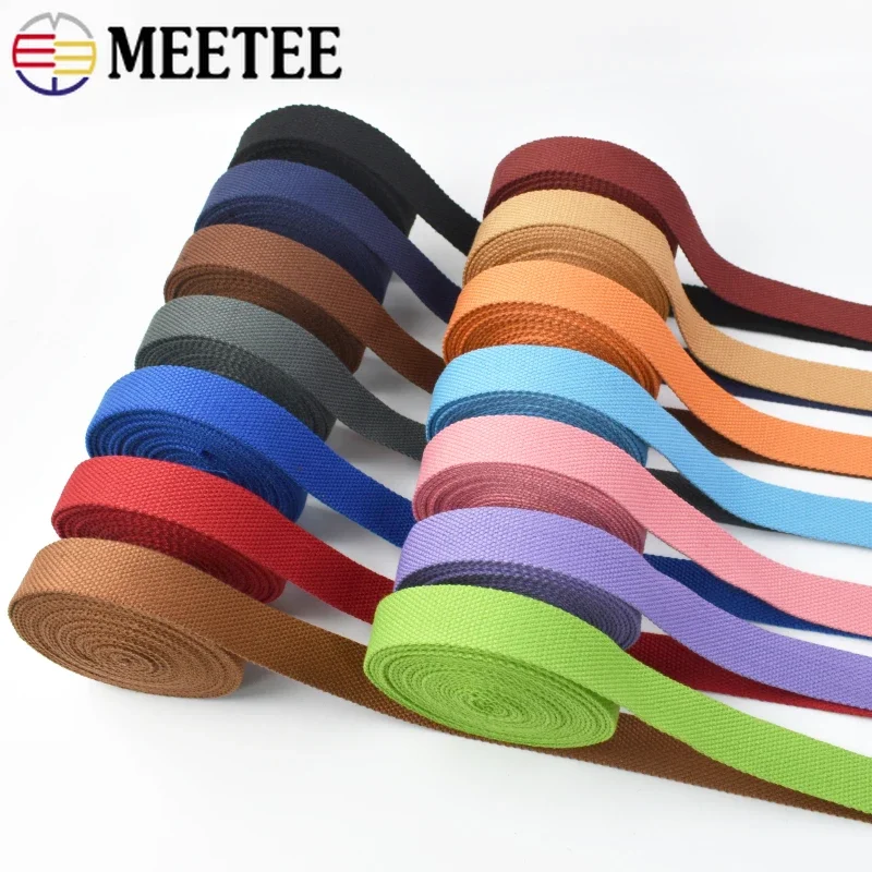 Meetee 40Meters 25mm Thicken 2mm Canvas Webbing Ribbon Strap for Backpack Belt Dog Collar Woven Bands Sew DIY Crafts Accessory