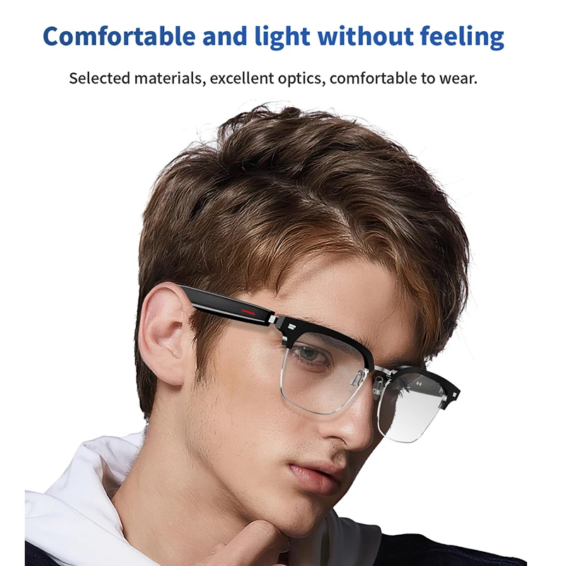 Smart Brille Wireless Bluetooth Anti Blaulicht & Sonnenbrille Eingebaute Mikrofon lautsprecher Touch & Voice Assistant kompatibel gl