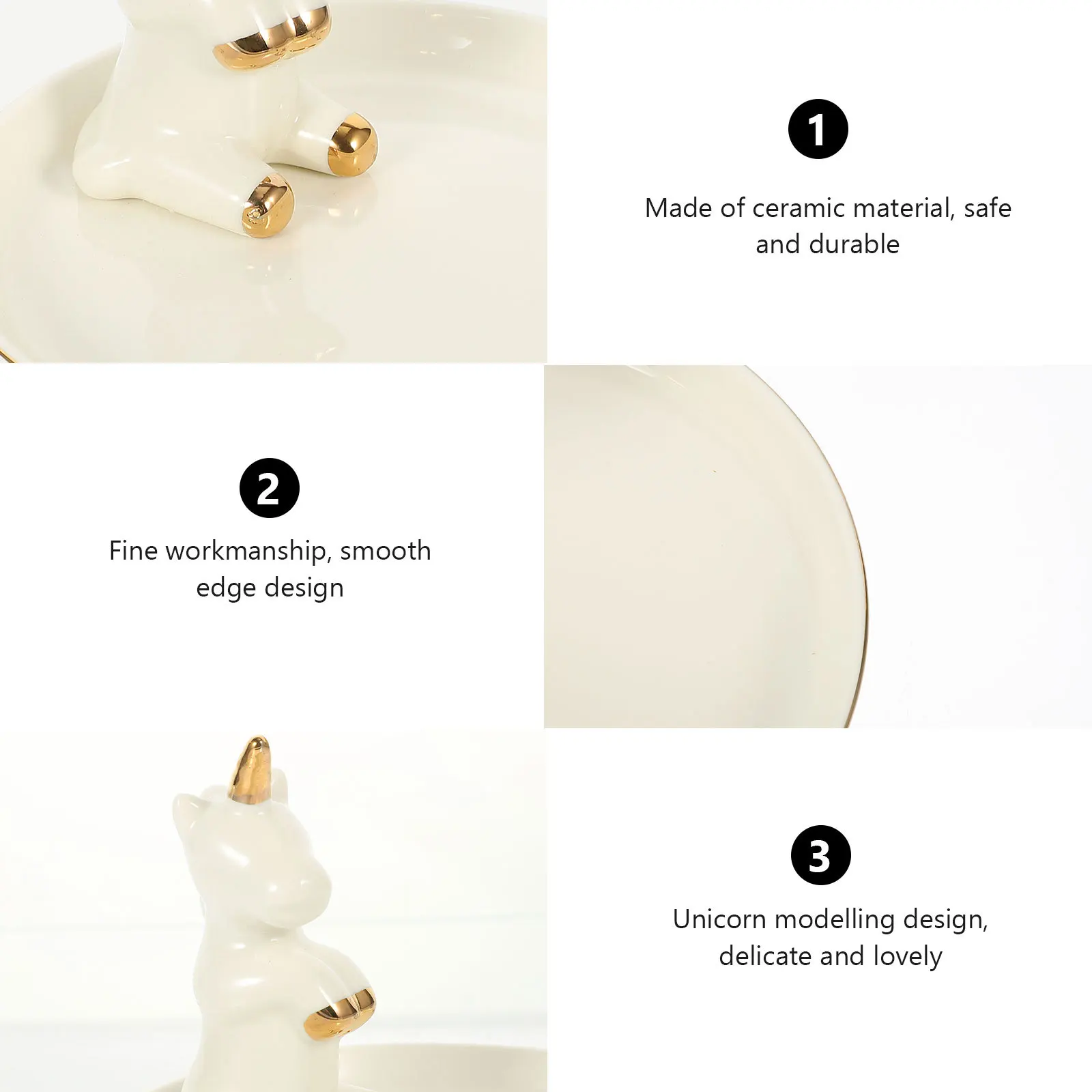 

Ceramic Jewelry Tray Unicorn Themed Multi-Function Decorative Ring Holder Jewelry Storage Organizer Accessory Display Accessory