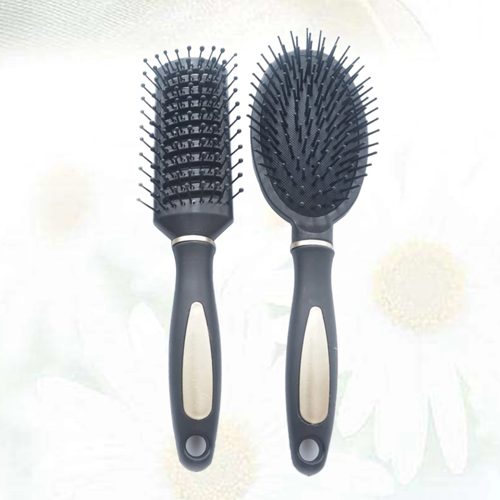 

2pcs Rib Plastic Hair Comb Scalp Women Comb Massage Portable Sleek Handle Comfort Grip Women Hair Care