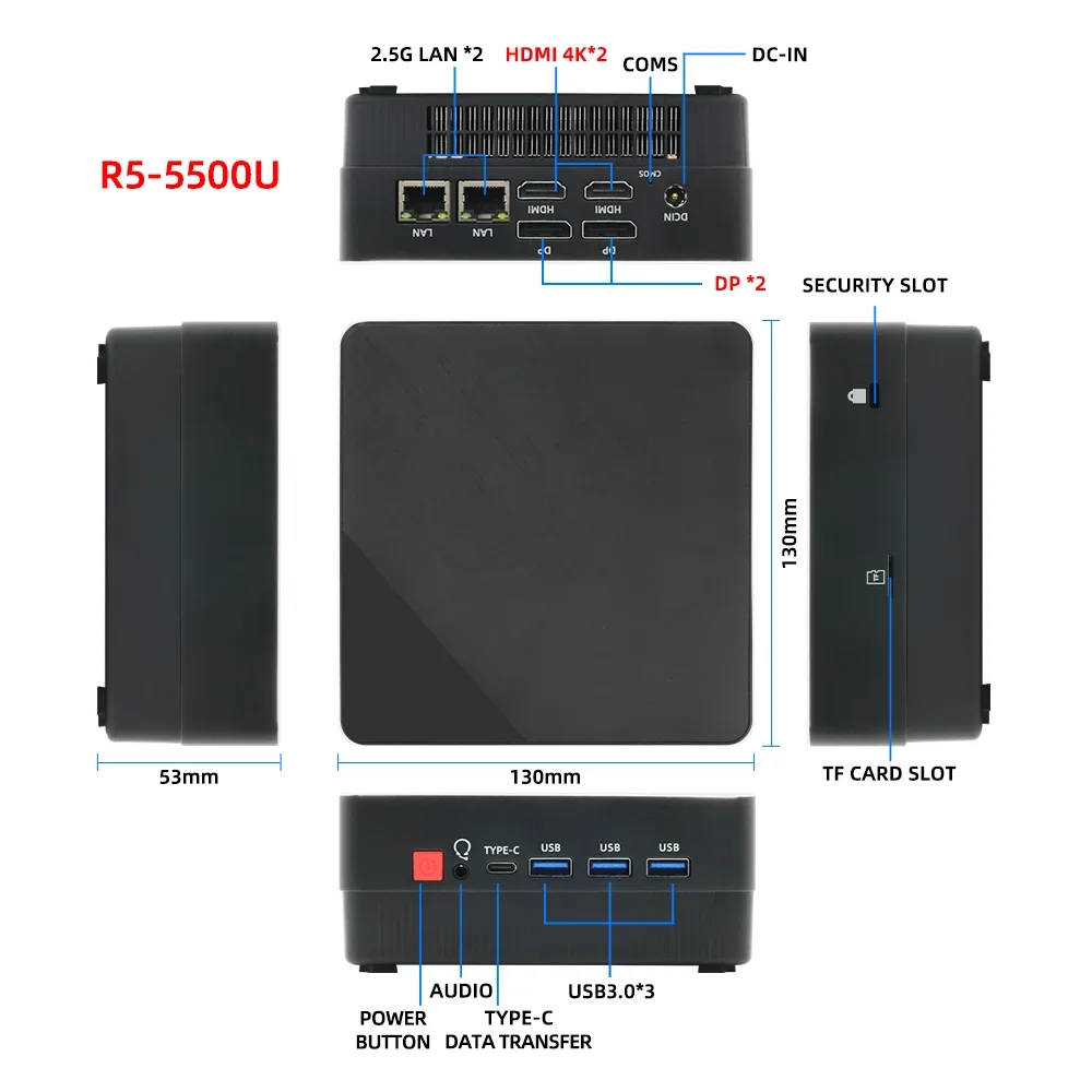 ZXIPC-Mini PC Ryzen 7 5825U 4500U 5500U Windows 11 Pro DDR4 16GB/32GB 512GB Nvme SSD WIFI6 BT5.2, ordenador de escritorio para jugadores