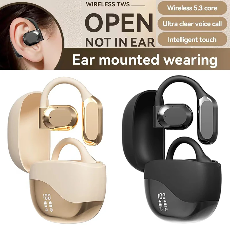 Wireless Earphones HIFI Bluetooth 5.4 Earhook Running Gaming Ear Phone with Digital Display Microphone for iPhone xiaomi Headset