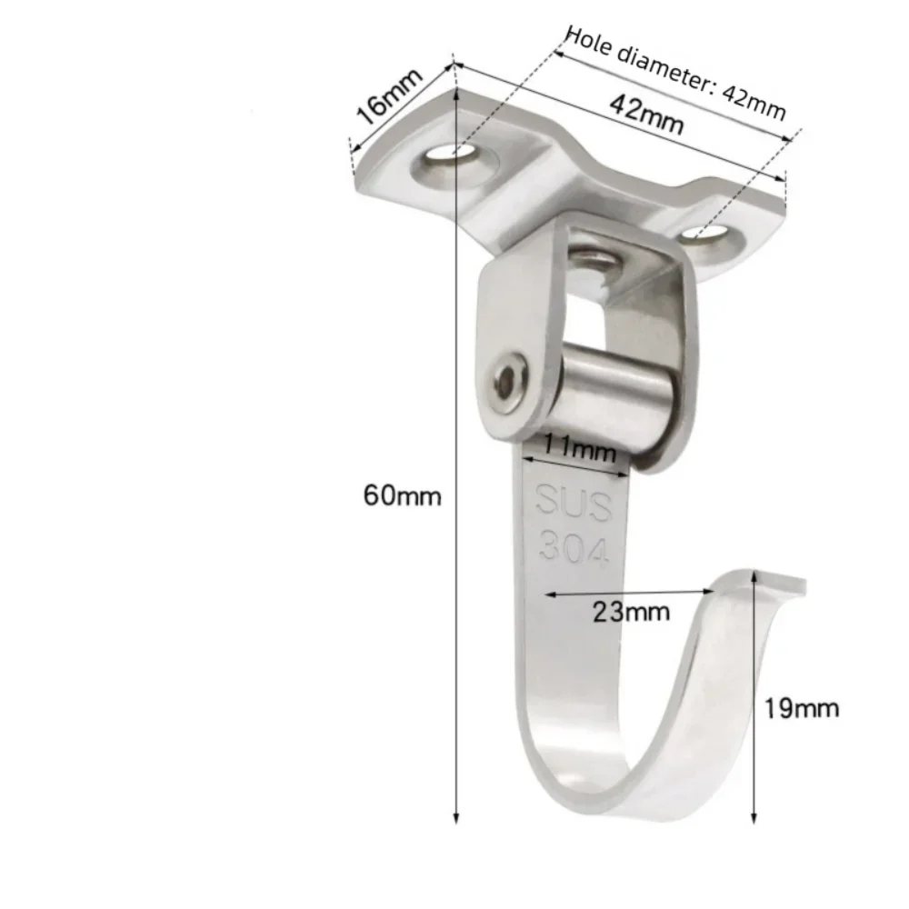 New Pad Eye Wall Hook Plate Deck Stainless Steel Ceiling Mount Hanger U/J-Shaped Black Silver Door Buckle for Fan Lamp