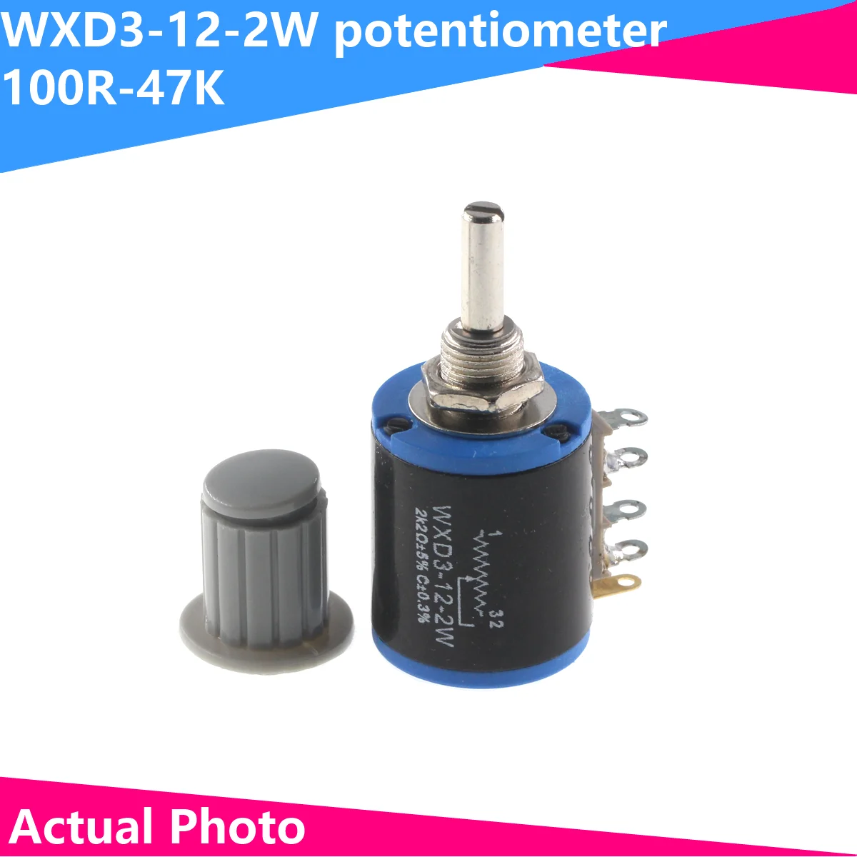 1pcs Short Type WXD3-12-2W Five-Turn high density sets precision Potentiometer 1K 2.2K 3.3K 4.7K 10K 22K 47K