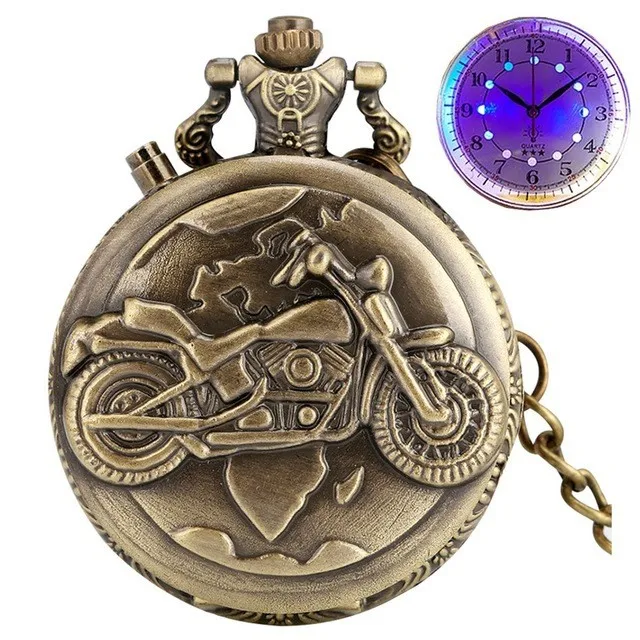 New Fashion Motorcycle Design Quartz Pocket Watch Classic Chain Fashion Gift for Women Men