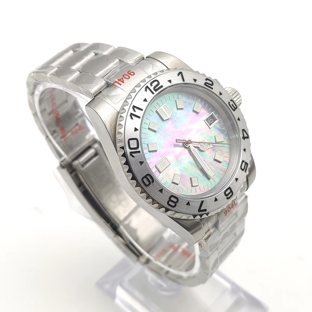 Relógio mecânico masculino, pulseira de aço inoxidável, vidro safira, mostrador asséptico, escovado, movimento japonês NH35, NH35