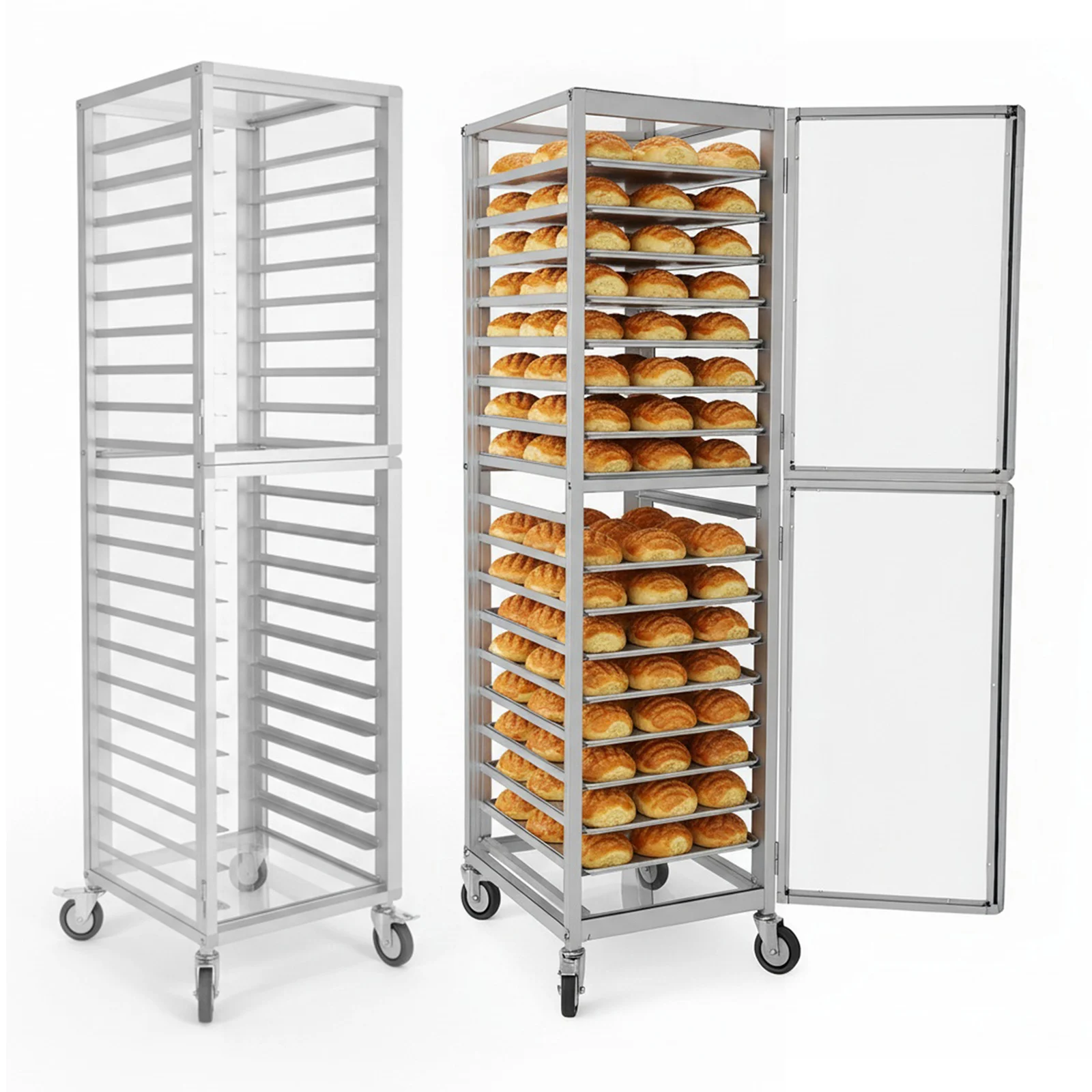 18팬 4인치 간격 알루미늄 상업용 베이커리 랙 18.5x24.6x70인치 상업용 헤비 듀티 번 랙 주방 가정용 빵 굽기용