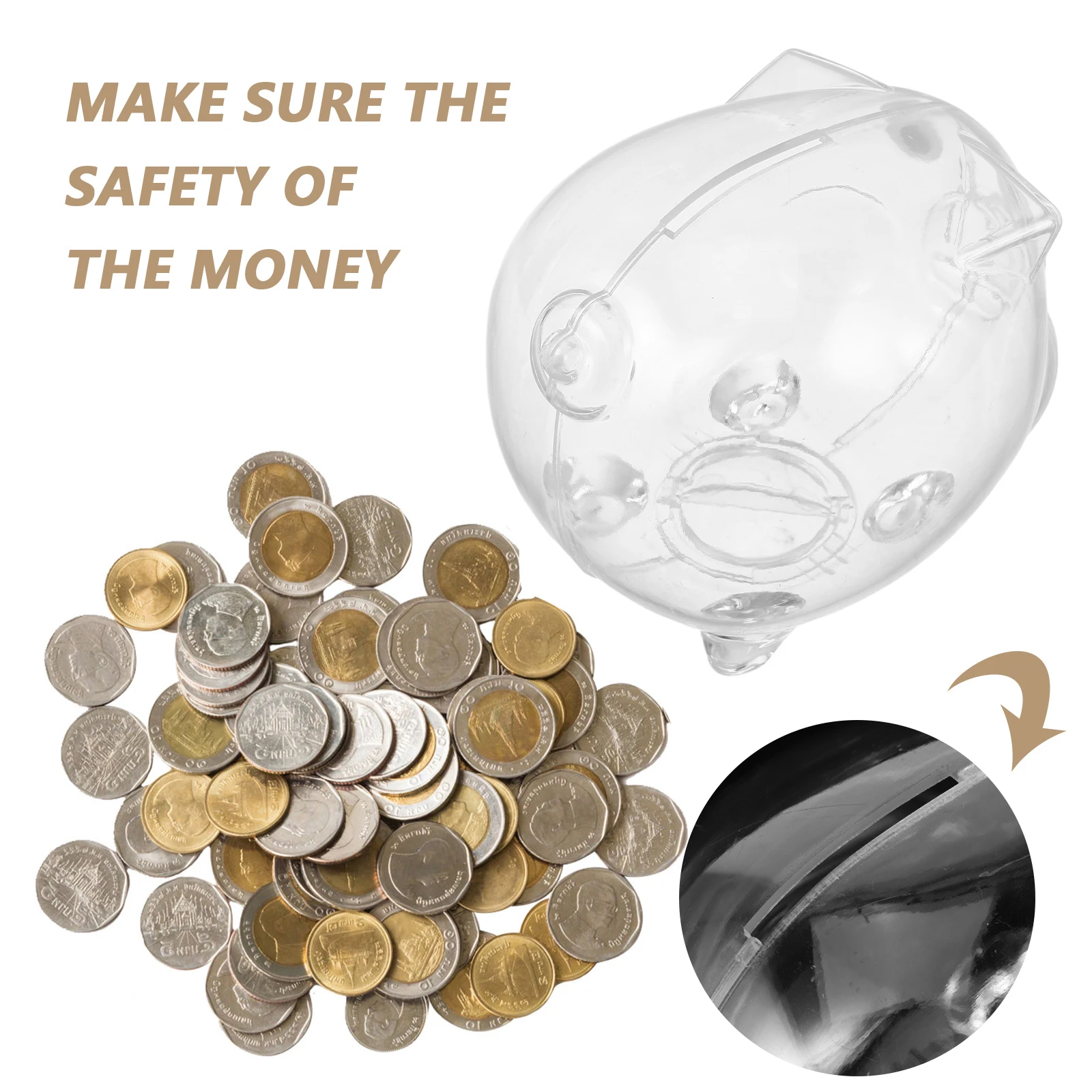 

2 Pcs Piggy Bank Large Coin Clear Money Girl Kids Safe Plastic Cartoon Decorative Baby Boy