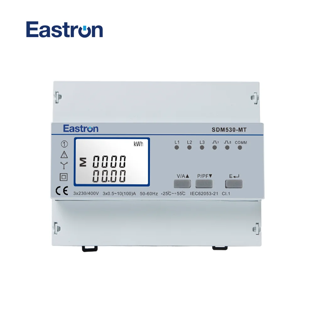 SDM530MT 10(100)A, 50/60Hz, Multi tariffs Three Phase Four Wire Din Rail Energy Meter, with RS485 Modbus RTU, CE approved