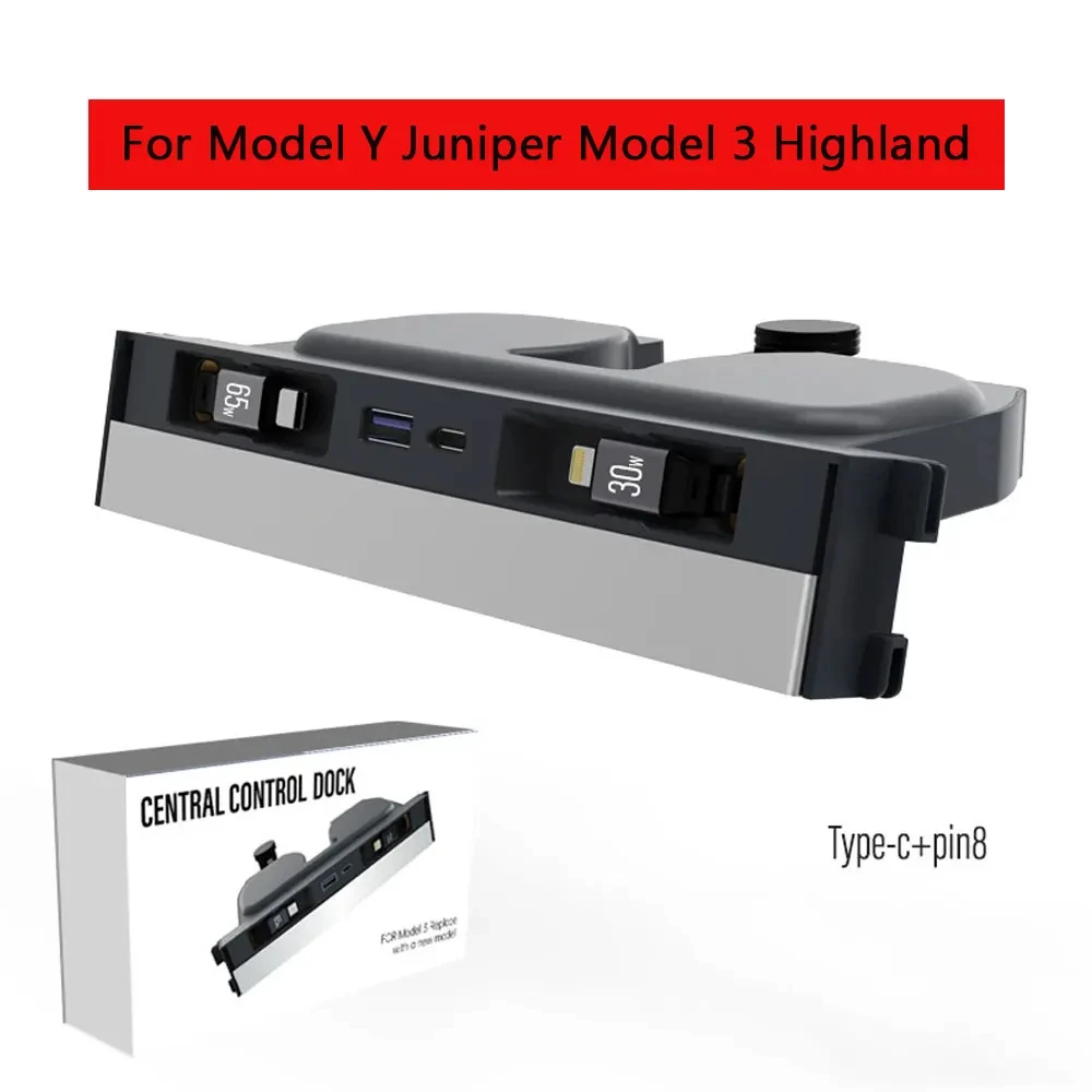 

USB-хаб-зарядное устройство для центральной консоли Tesla, док-станция для зарядки, модели Y Juniper 2025-2026 и Model 3 Highland 2024-2026