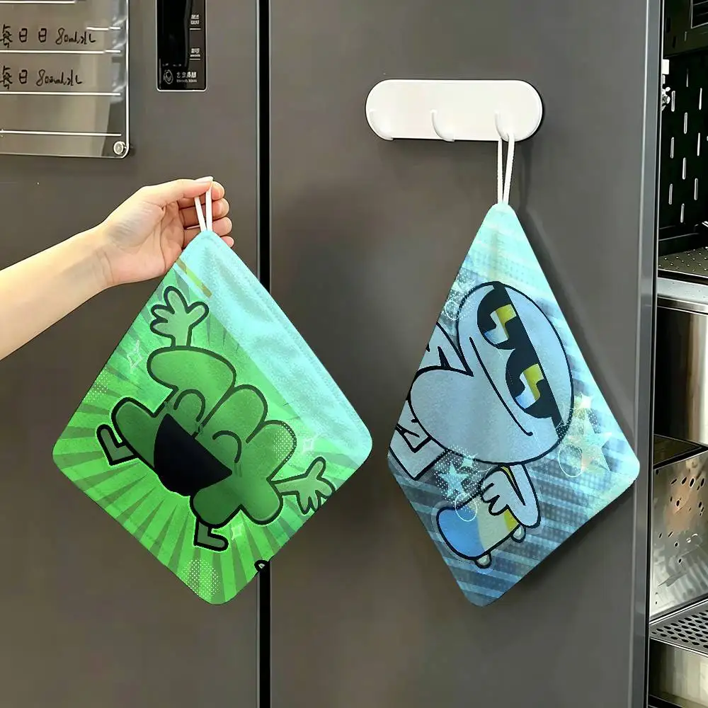 Custom BFDI Battle for Dream Island Hanging Style Hand Wiping Towel, Polyester Cotton, Anti-fade for Indoor Kitchen Living Room