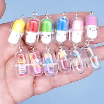 10個混合可愛藥丸笑臉人物樹脂飾品吊墜手工飾品DIY耳環項鍊鑰匙扣 8 最佳銷售 藥丸護符 - №6