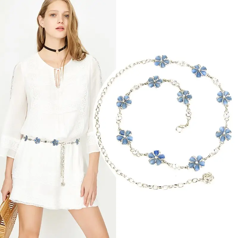 Korean-Style Versatile Delicate Waist Chain Fashionable and Elegant Dress Waist-Cinching Instagram-Worthy Metal Flower Chain