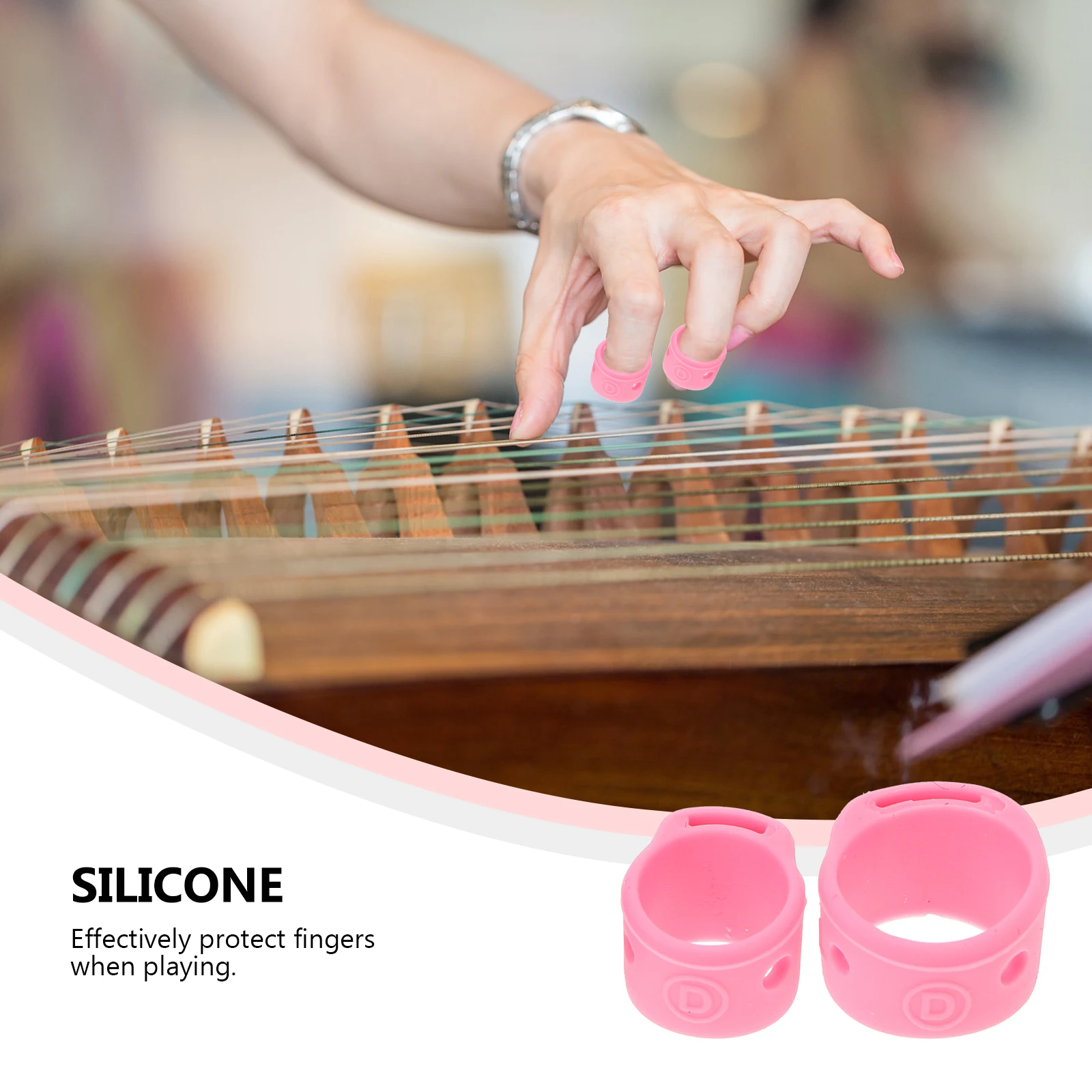 

8 Pcs Silicone Nail Cover Finger Sleeves Guards Breathable Protectors Gel Playing Guzheng Covers