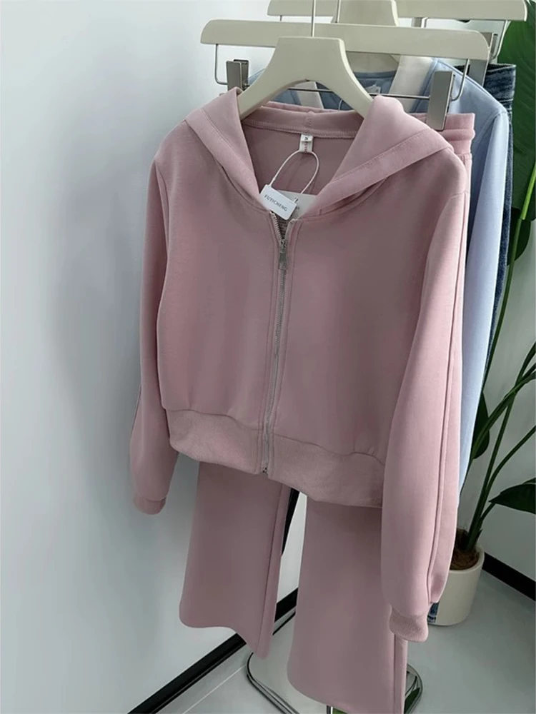 

Модный спортивный женский комплект: свитшот и удобные брюки с высокой талией для ранней осени, повседневная одежда, трендовый стиль, не стареющий с годами.