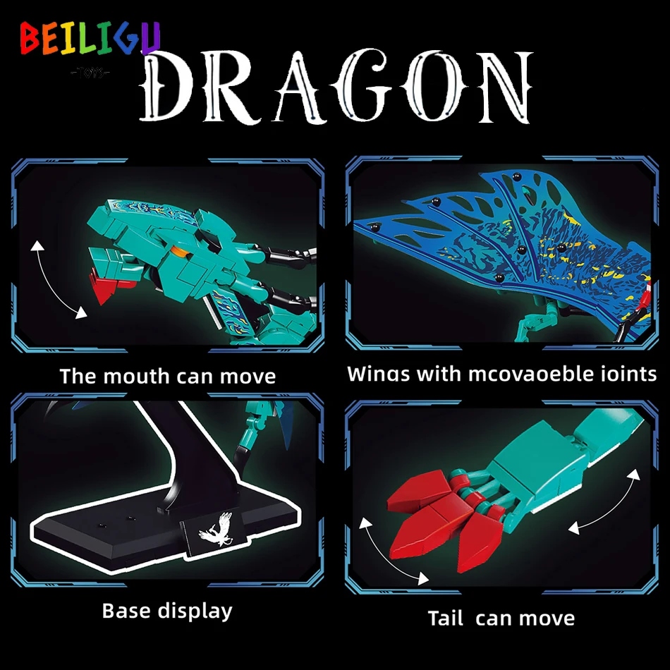 MOC Fly Dragon Warrior Whale bloques de construcción ciencia ficción película modelo ciudad construcción ladrillos juguetes para niños regalo de vacaciones