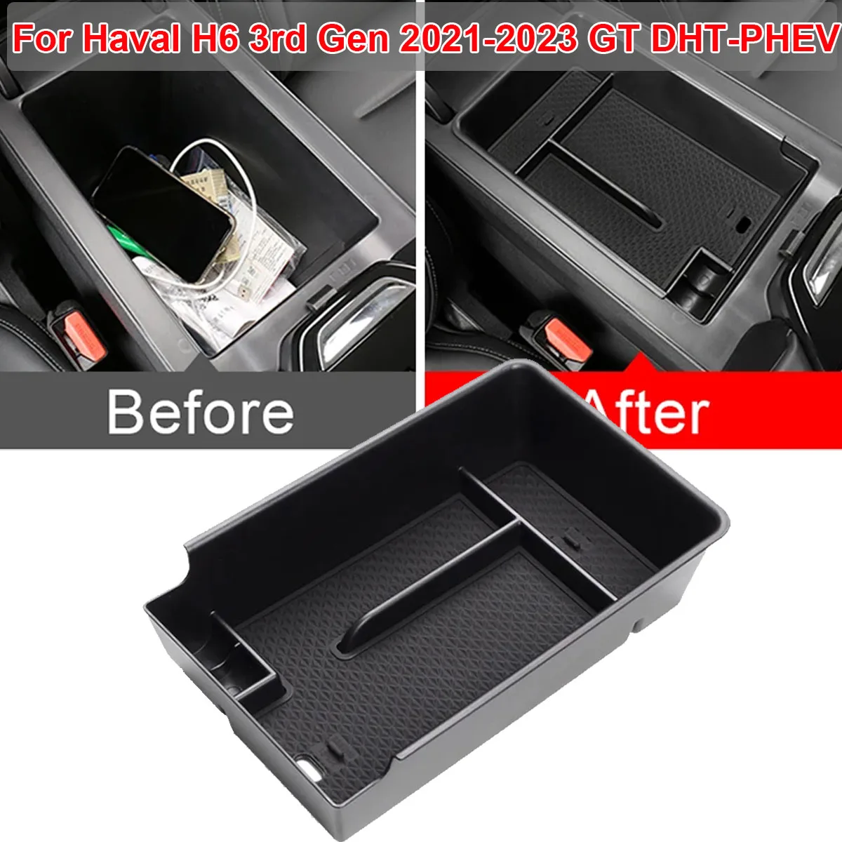 Console Armrest Box Storage Container Coin Tray Holder Cover For Haval H6 3rd Gen 2021 2022 2023 GT DHT-PHEV Car Accessories