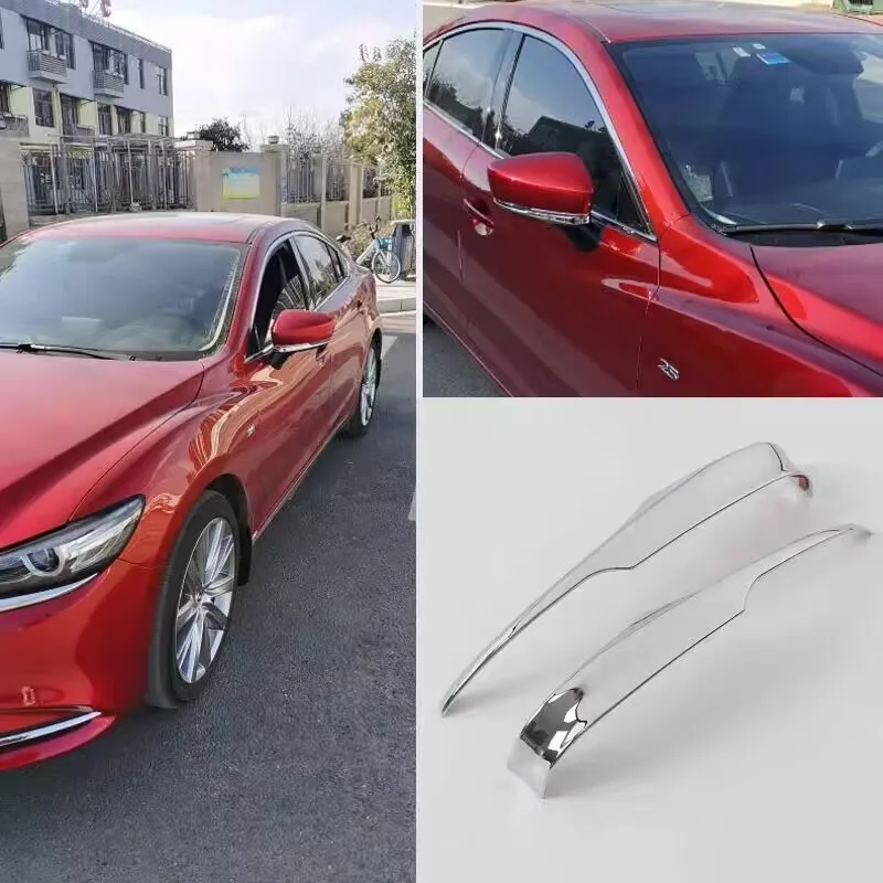 ABS Chrome Side Door Rearview Mirror Caps Trim Strips Decoration Sticker For Mazda 6 Atenza 2014 -2017 2020 2021 Car Accessories