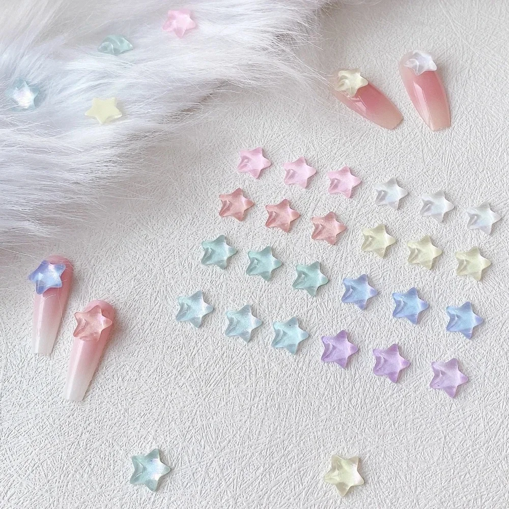 20pcs K9 Glass Mocha Star Nail Art Charm 3D Mocha Diamond Crystal Gem Stone Nail Decoration DIY Clear Kawaii Nail Accessories