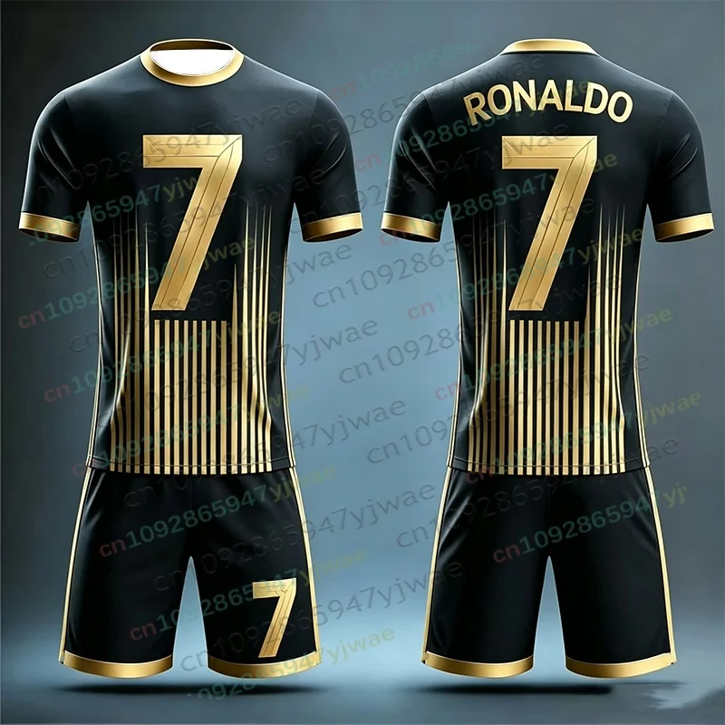 Sonderedition Ronaldo Nr. 7 Fußballtrikot T-Shirt Shorts Set Damen Herren Sportbekleidung Harajuku Sommer Casual Kinder T-Shirt oder 2-teiliges Set – Detail 8