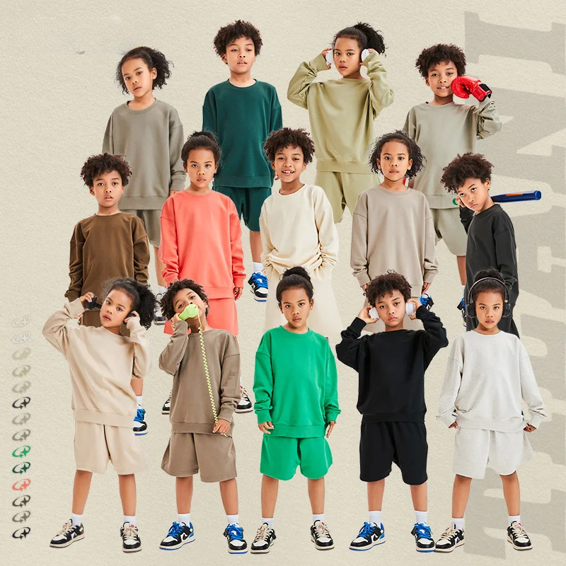 

Teen Kids Outfits Set School Kids Tracksuit Autumn Sweatshirt Shorts 2pcs Casual Sportwear Boys Girls Clothing Set Streetwear