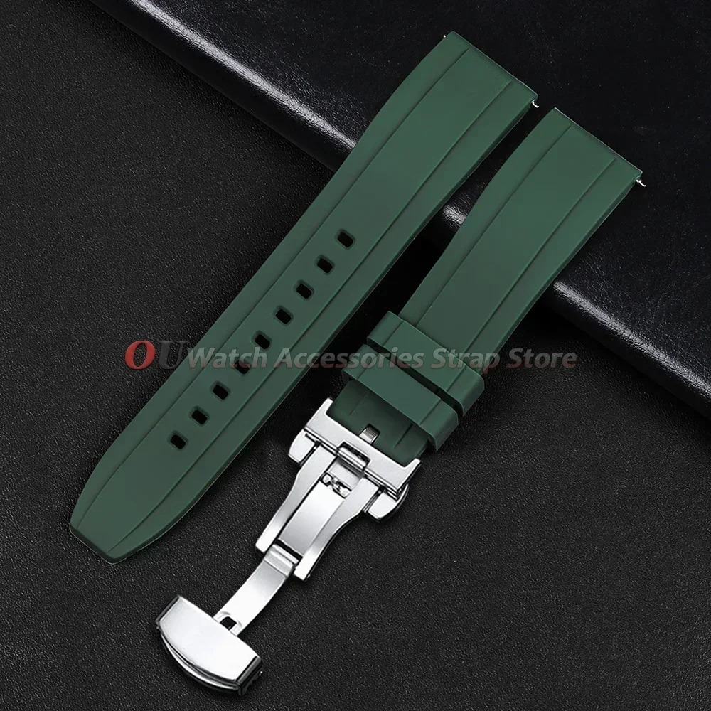 20mm 22mm Silikon-Uhrenarmband für Seiko, Rolex, Omega, Schnellverschluss-Uhrenarmband mit Schmetterlingsverschluss, Gummi-Armbänder für Damen und Herren – Detail 16