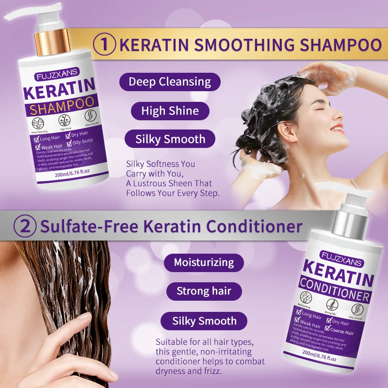 케라틴 샴푸 & 컨디셔너 세트, 건조하고 손상된 모발을 - Keratin Treatment Set 리뷰 및 가격