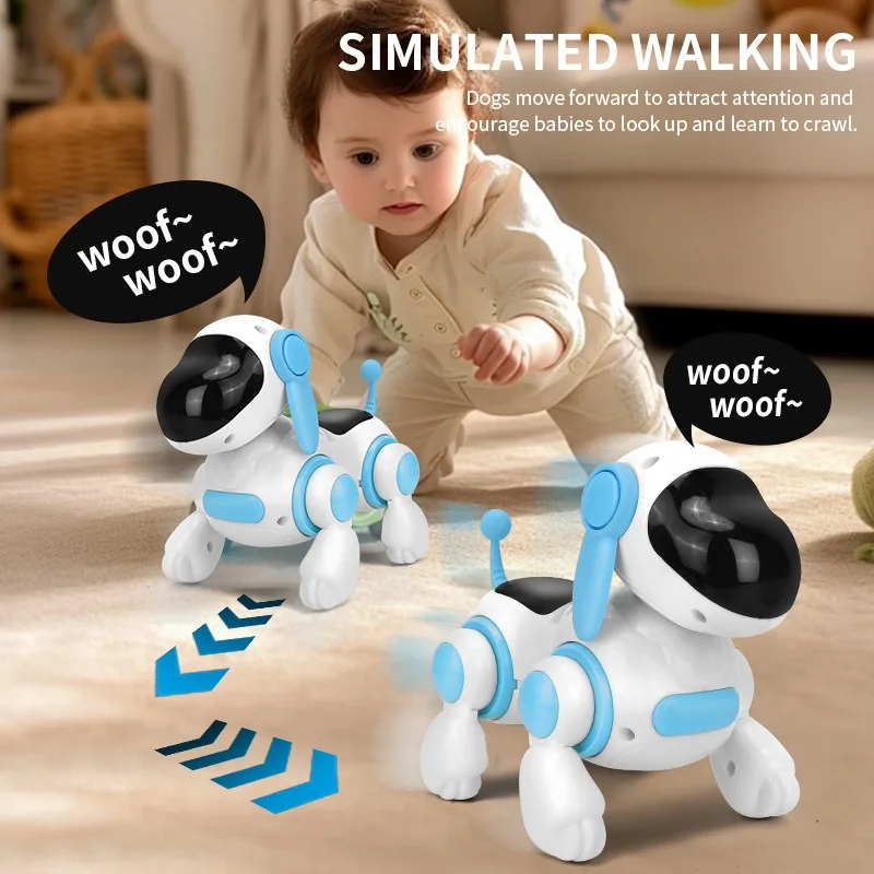 Perro robótico interactivo inteligente, luz para caminar simulada, sonido, música, educativo para niños, gateando, cantar y interactivo, nuevo