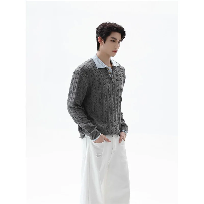 

American Retro Splice Twist Knitted Loose Sweater irt for Men Autumn Commuting Comfortable Quali Open Cardigan