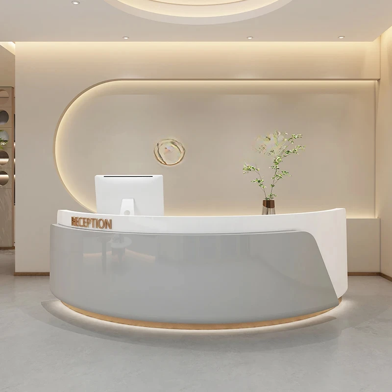 Illuminated Corner Reception Desks Stylish Light Modern Office Reception Desks Beauty Salon Bar Furniture New