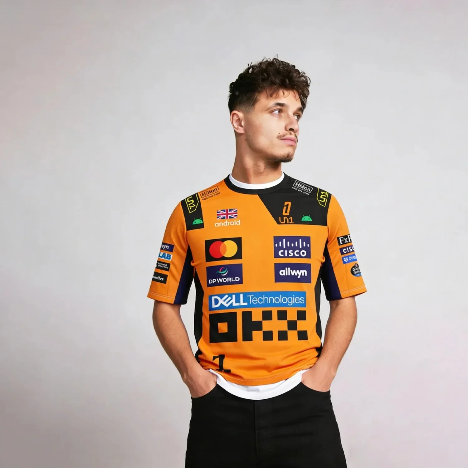 Camisetas de Carreras para Hombre y Mujer - Piloto # 1 Lando Norris y el piloto # 81 Piastri Camisetas deportivas informales de manga corta