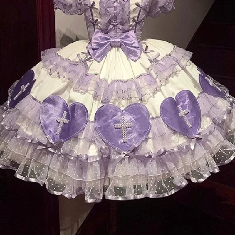 2025 جديد الصيف الفتيات المرأة سليم صالح أنيقة لطيف القوس فستان الأرجواني لوليتا فساتين لوري لو الحلو Kawaii فستان عيد ميلاد #4