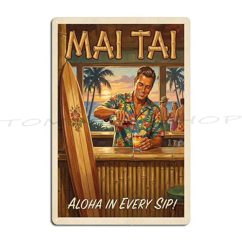 Vintage 1950S California Surf Bar Metal Plaque Wall Mural Cinema Pub Decoration Customized Tin Sign Poster