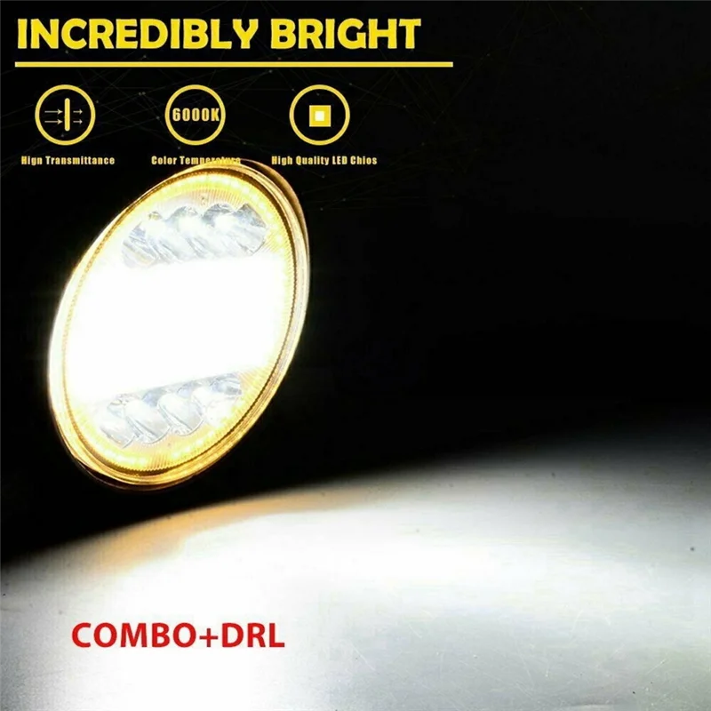 GEFENSI ABUP-8Pcs 4 Inch LED Work Light Combo Spot Flood Off Road Driving Amber Fog Lamp